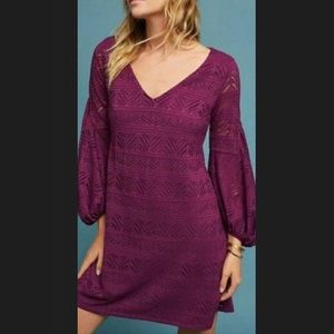 Anthropologie Stretch Lace Bubble Sleeve Dress